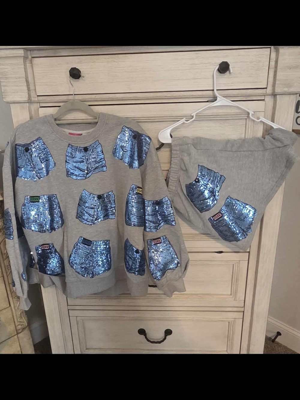 Queen Of Sparkles Denim Shorts Set